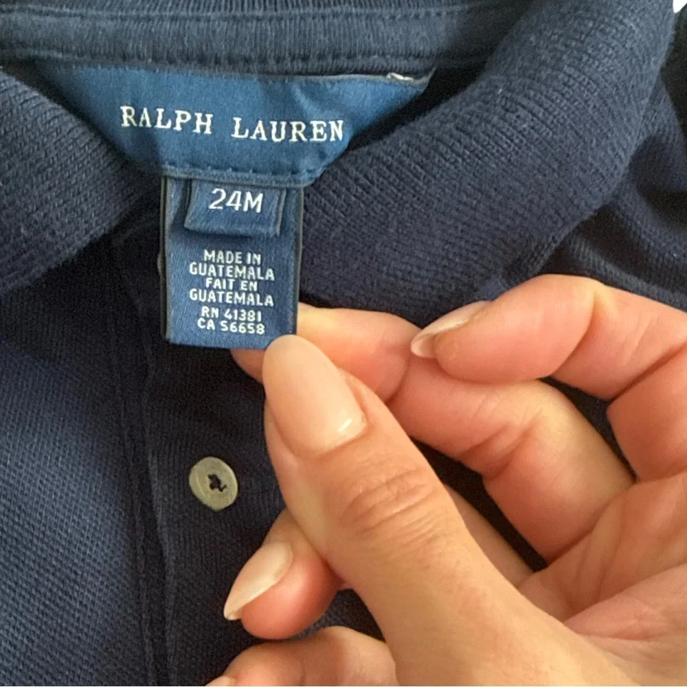 Ralph Lauren Polo Dress Toddler Girls‎ 24M Navy Blue Puff Sleeve Pleated